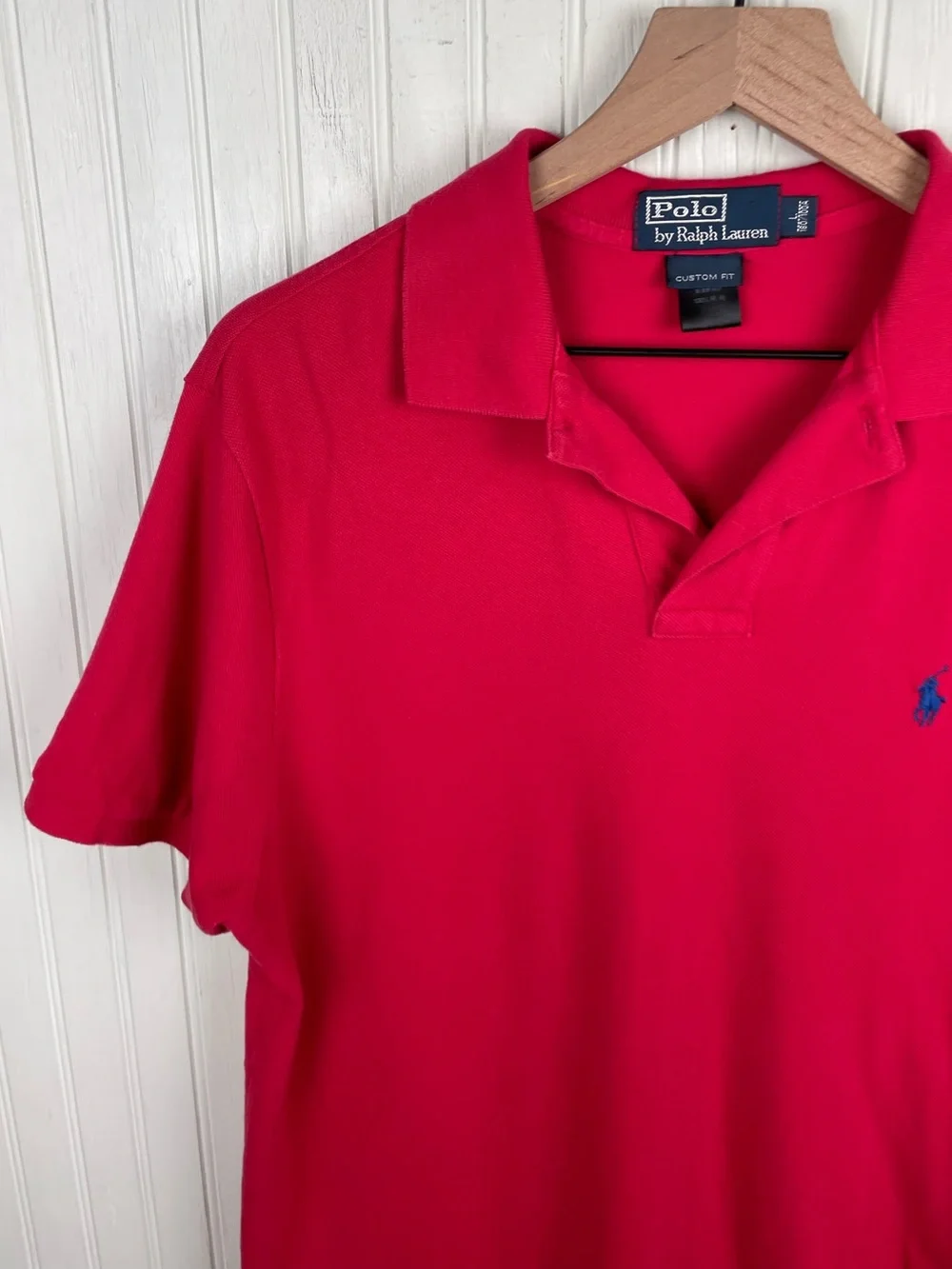 Vintage Polo Ralph Lauren Men's Polo Shirt Size Large Red Custom Fit Preppy Y2K
